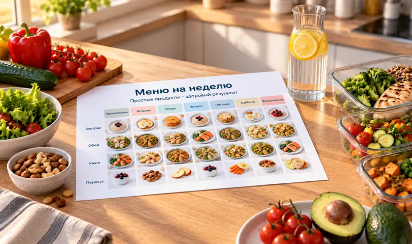 Меню для похудения на неделю: готовые рационы из простых продуктов